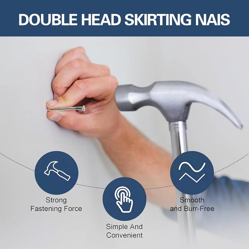 SOPAMI 200pcs Double Head Skirting Thread Seamless Nails with 2pcs Sleeve Tools, Non Marking Double Sided Nails, Invisible Security Screws for Wood Baseboards. - Image 5
